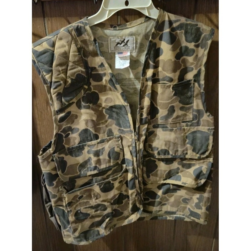 Vintage American Field Duck Camo Hunting Vest USA Made Medium